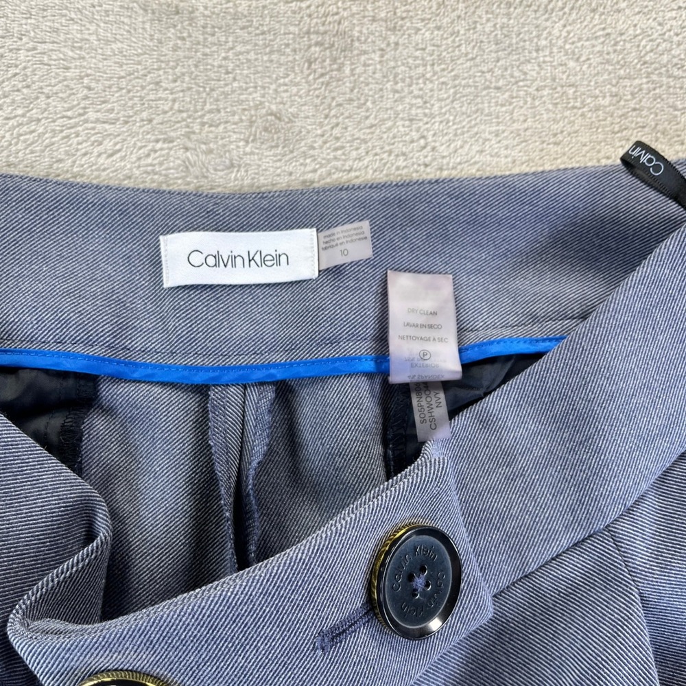 Calvin Klein Dress Pants 10 Blue Twill Cuffed Trousers Minimalist Corporate - Picture 4 of 14